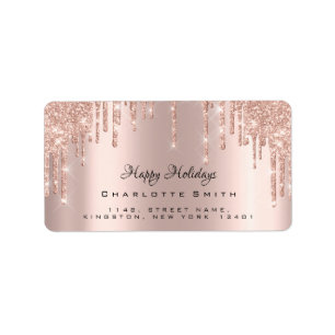 Happy Holidays Rose Blush Sparkly Glitter RSVP Label