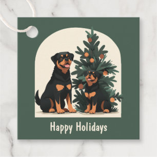 Happy Holidays Rottweiler Dogs Favour Tags