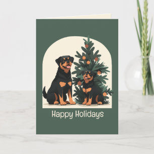 Happy Holidays Rottweiler Dogs Holiday Card