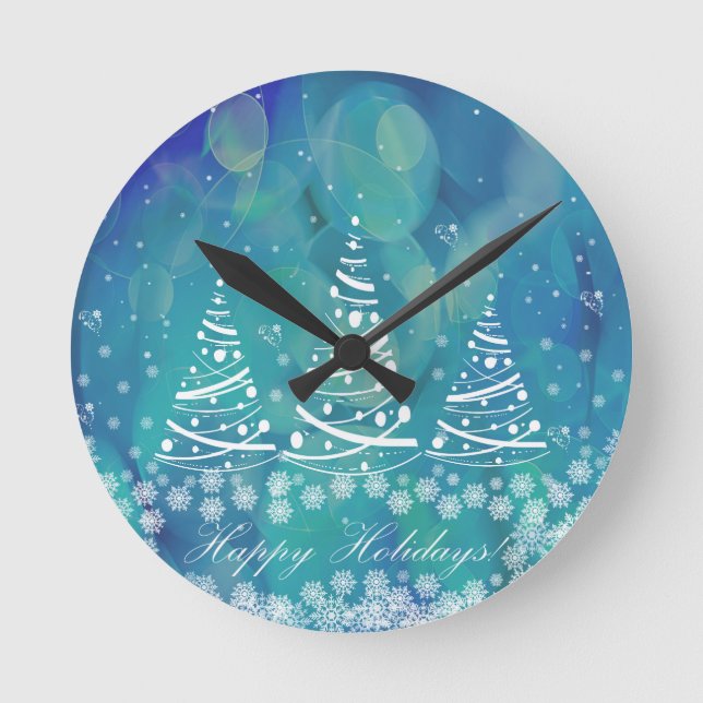 Happy Holidays Round Clock (Front)