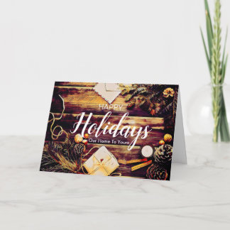 Happy Holidays Rustic Artwork Greeting Card