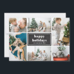 Happy Holidays Rustic Chalkboard Photo Collage Holiday Card<br><div class="desc">Happy Holidays! Send holiday wishes and greetings with this rustic and stylish holiday photo card. It features retro bold typography with diagonal stripes pattern on faux chalkboard. Personalize by adding your favourite photos, greeting, names and other details. The texts are fully editable. Available as a flat card, folded card and...</div>