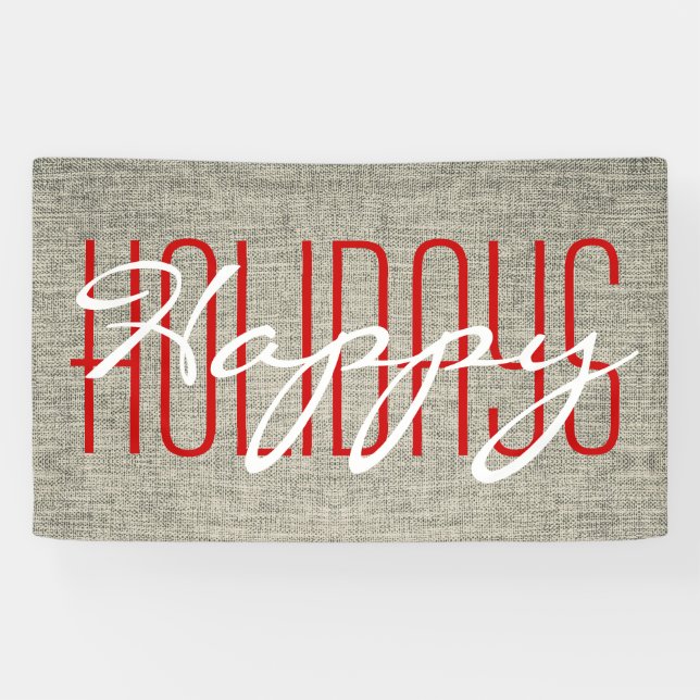 Happy Holidays Rustic Christmas Banner (Horizontal)