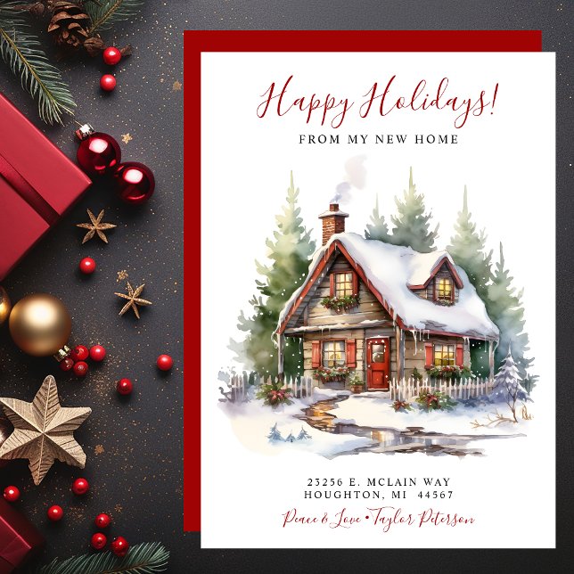 Happy Holidays Rustic New Home Moving Announcement (Creator Uploaded)
