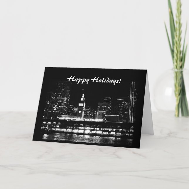 Happy holidays! San Francisco at night Holiday Card (Front)