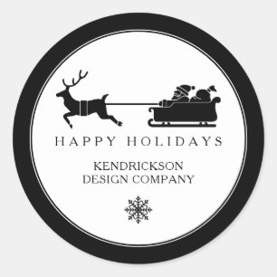 HAPPY HOLIDAYS SANTA CLAUS Corporate Business Clas Classic Round Sticker