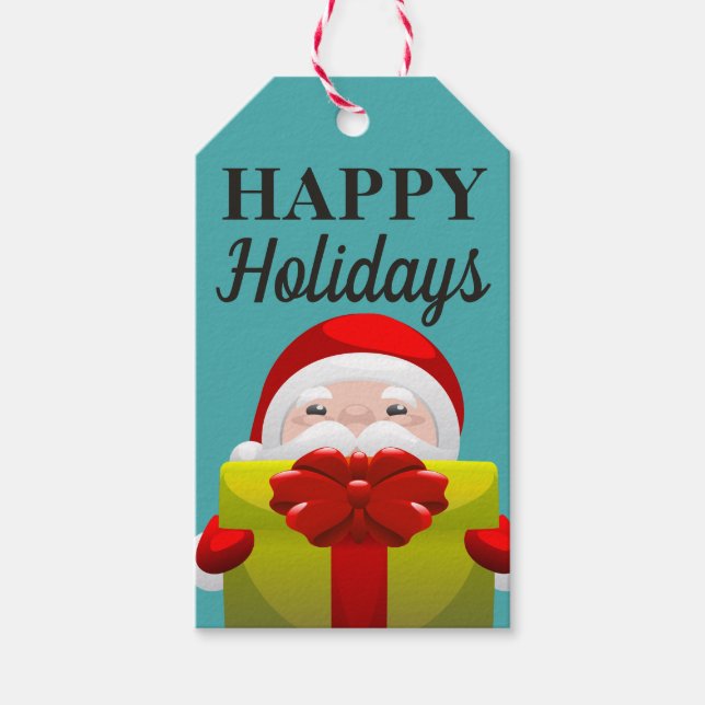 Happy Holidays Santa Claus Gift Tags (Front)