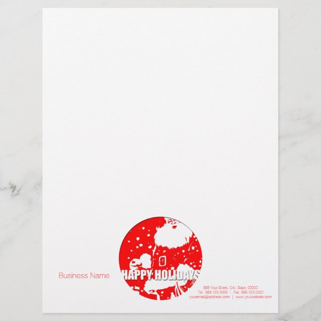 Happy Holidays Santa Claus Personalized Letterhead (Front)