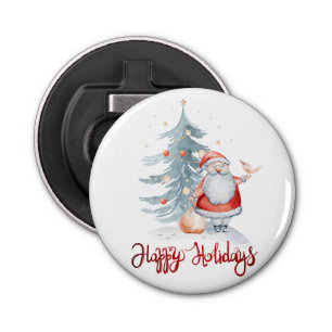 Happy Holidays,Santa Claus Pine Tree Bottle Opener