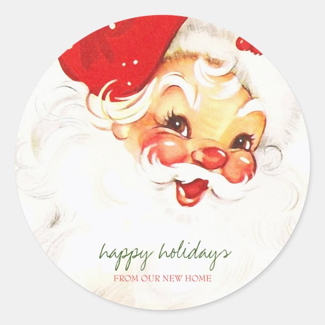 Happy Holidays,Santa Claus Retro Classic Round Sticker (Front)