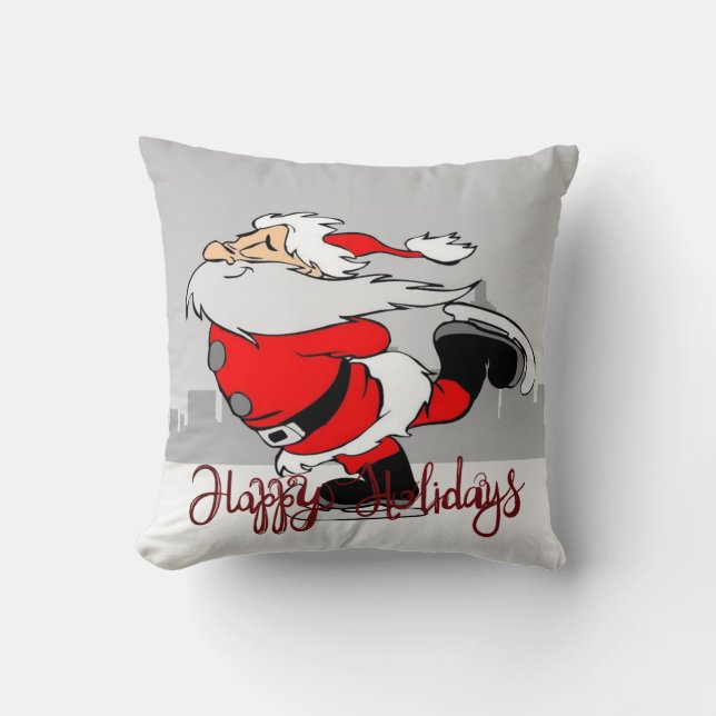 Happy Holidays,Santa Claus Throw Pillow (Front)