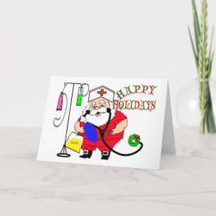 HAPPY HOLIDAYS SANTA NURSE HOLIDAY CARD