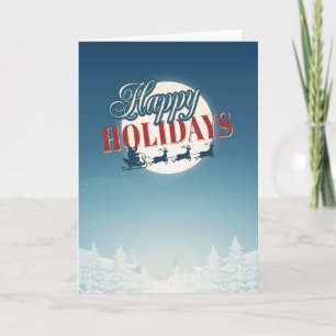 Happy Holidays-Santa Reindeers Christmas Card