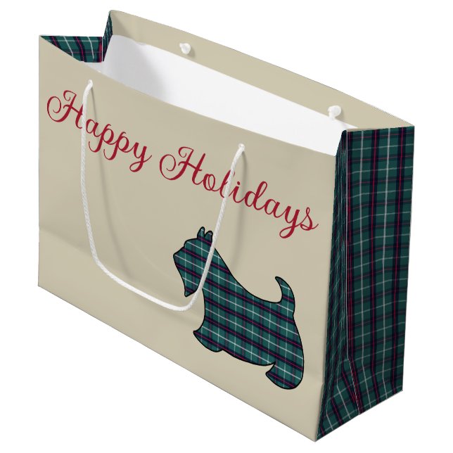 Happy Holidays Scottish Terrier Gift Bag (Front Angled)