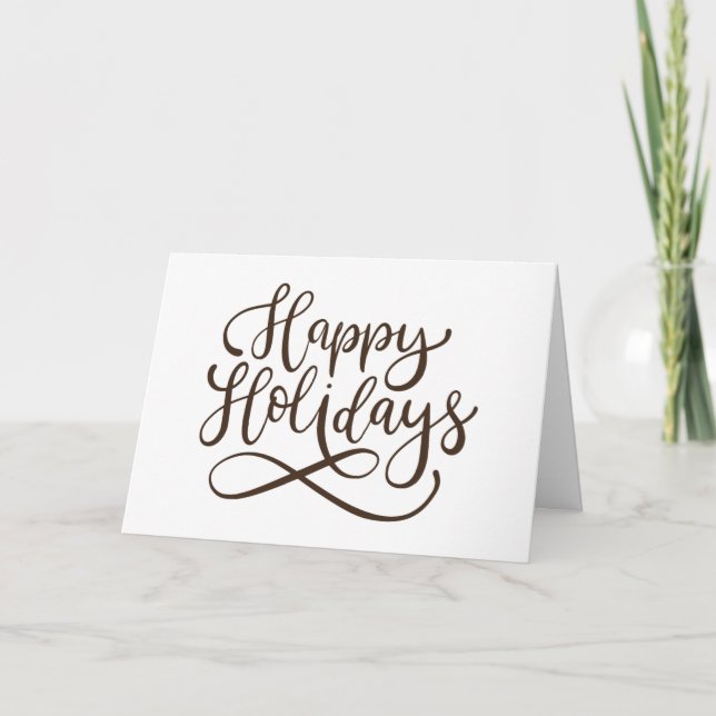 Happy Holidays Script Calligraphy Business Holiday Card (Front)