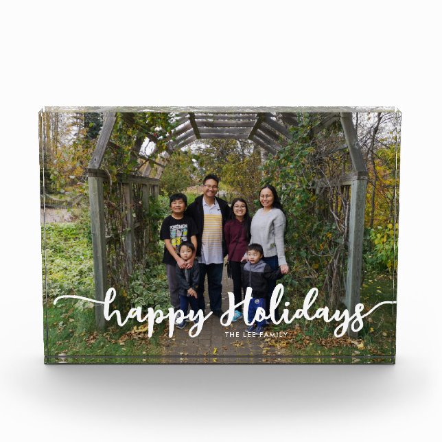 Happy Holidays Script Chic Family Photo Christmas (Front)