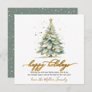 Happy Holidays Script Christmas Tree Non Photo Holiday Card
