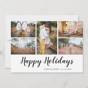 Happy Holidays Script Couple Photo Thank You Card