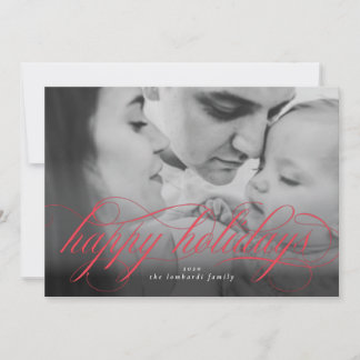 Happy Holidays Script Photo Christmas Card