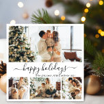 Happy Holidays Script Photo Christmas Holiday Card<br><div class="desc">Elegant Calligraphy Happy Holidays Script Minimalist Black and White 4 Photo Collage Merry Christmas Script Holiday Card. This festive, mimimalist, whimsical four (4) photo holiday card template features a pretty photo collage and says „Happy Holidays” which greeting text is written in a beautiful hand lettered swirly swash-tail font type. On...</div>