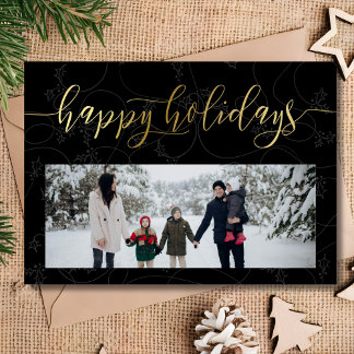 Happy Holidays Script Photo  Holiday Card