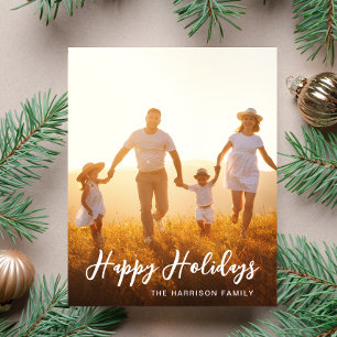 Happy Holidays Script Photo Overlay Christmas Card