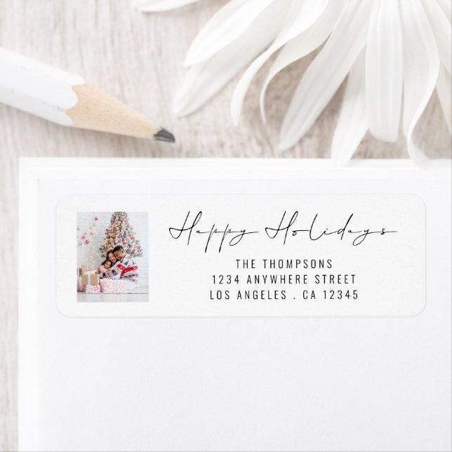 Happy Holidays Script Photo Return Adresse (En situation)