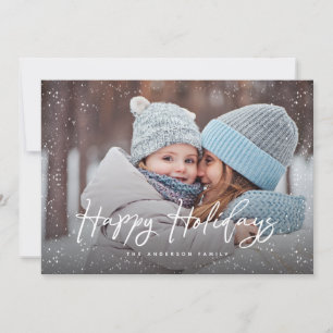Happy Holidays Script Snow Photo Holiday Card