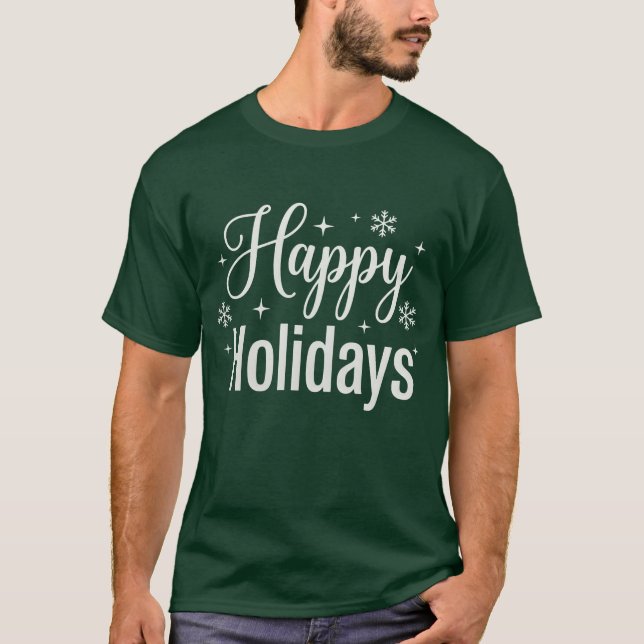 Happy Holidays Script Snowflake T-Shirt (Front)