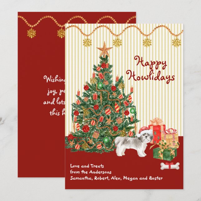 Happy Holidays Short Hair Shih Tsu Tree Presents  (Front/Back)