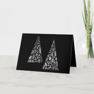 Happy Holidays Silver Tree Script Name Elegant Holiday Card