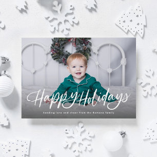 Happy holidays simple classic photo holiday card