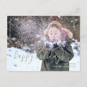 Happy Holidays Simple Script Kids Photo Holiday Postcard