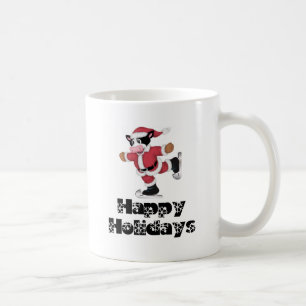 Happy Holidays Skating Santa Cow Coffee Mug