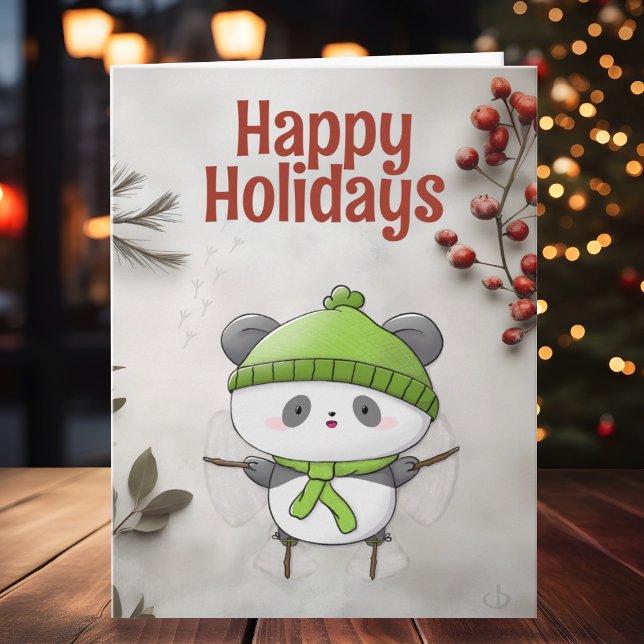 Happy Holidays, Snow Angel Panda, kawaii christmas Card (Creator Uploaded)