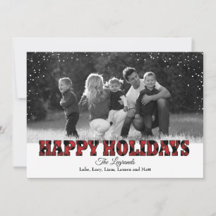 Happy Holidays Snow Card Buffalo Plaid