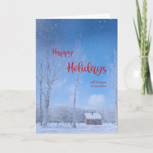Happy Holidays Snow Dreamy Winter Scene Customize Holiday Card