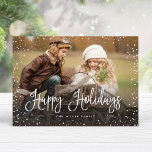 Happy Holidays Snow Holiday Card<br><div class="desc">Celebrate the holidays with this chic Christmas card featuring modern script and snowfall.</div>