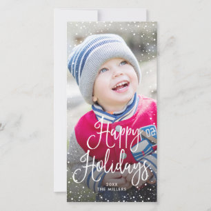 Happy Holidays Snow Photo Holiday Card