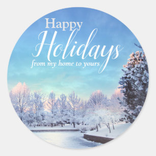 Happy Holidays Snow Scene Envelope Stickers