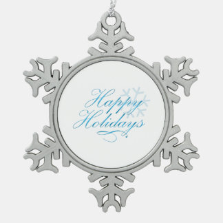 Happy Holidays Snowflake Pewter Christmas Ornament