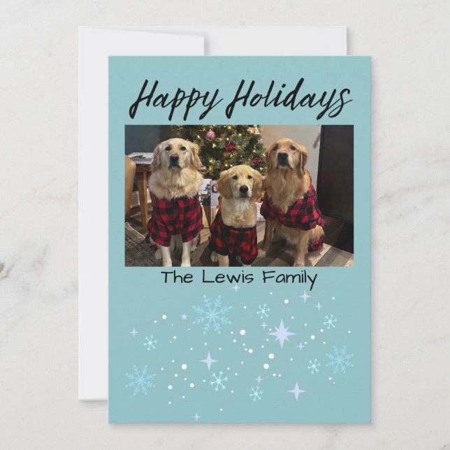 Happy Holidays Snowflake Photo Card (Front)