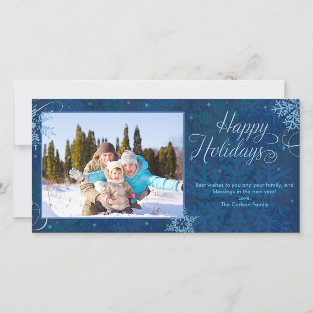 Happy Holidays Snowflakes Holiday Card (Front)