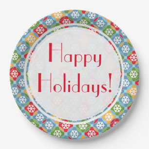 Happy Holidays! Snowflakes  Paper Plate