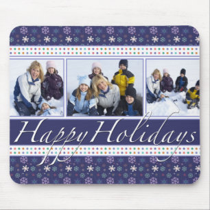Happy Holidays Snowflakes Photo Template Mouse Pad