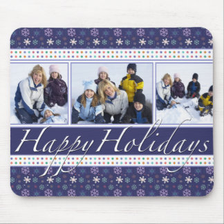 Happy Holidays Snowflakes Photo Template Mouse Pad