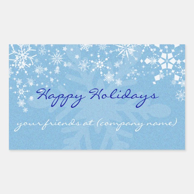 Happy Holidays Snowflakes Wine Label/Sticker Sticker (Front)