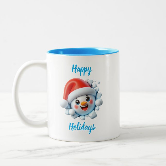 Happy Holidays Snowman 3d Mug (Left)