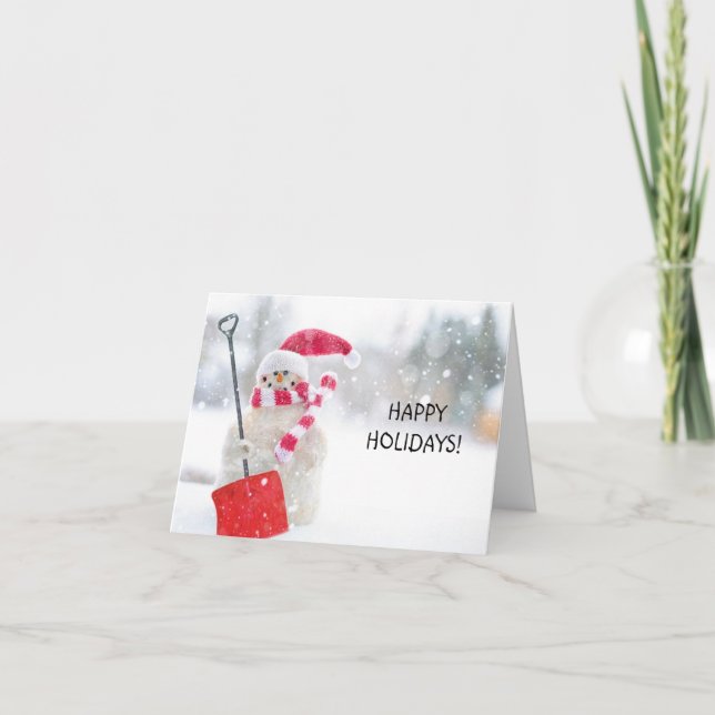 Happy Holidays Snowman Christmas Holiday Card (Front)