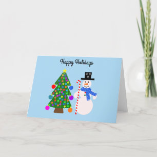 Happy Holidays Snowman & Christmas Tree #4 Card